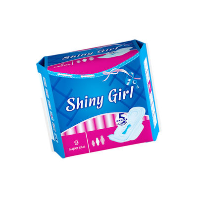 Ein guter Preis. Weibliche Hygiene-Produkte Baumwolle Regelmäßige Flügelsäule Sanitäre Pad Blau Druckstreifen Billige Sanitäre Servietten Handtücher für Frauen Online
